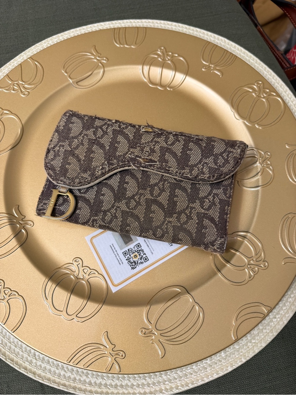 Dior Brown Monogram Canvas Fold Wallet with D Charm